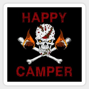 Happy Camper-Flaming marshmallows-skull Sticker